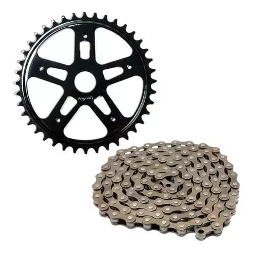 Kit Bike Mtb S/ Marcha Coroa 46d + Corrente Grossa Bicicleta aro 20 24 26