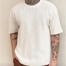 Camiseta Oversized Masculina Texturizada em Tricot Premium – Estilo Moderno & Sofisticação Casual