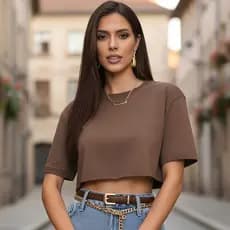 Cropped Camiseta Feminina Básica De Malha Algodão Confortavel Moda Premium Promoção