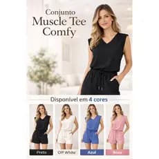 Conjunto Feminino Muscle Tee shorts | Tendência Moda Comfy 2026