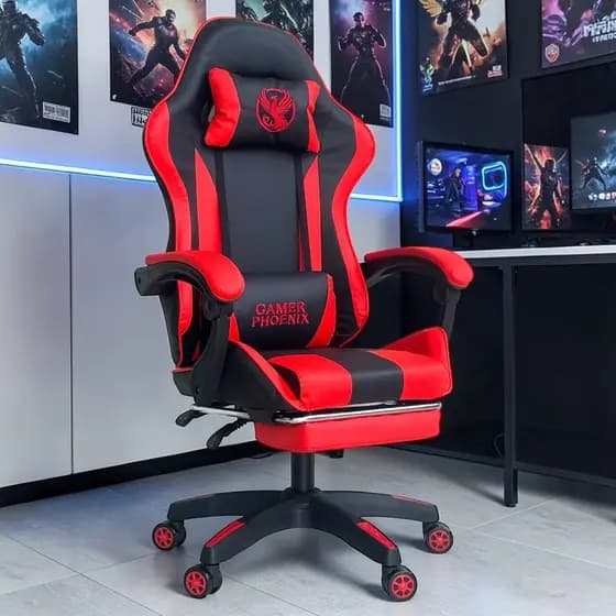 Cadeira Gamer Absolut eSports Ergonômica Giratória Ajuste Altura Escritório Apoio Pés