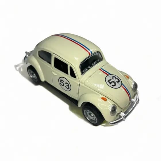 Fusca Herbie 53 Miniatura Fricção Coleção de Ferro Abre Porta Capô