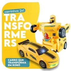 Transforms em Robô Carro Camaro Amarelo - Carrinho de Brinquedo Interativo