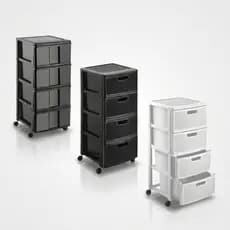 Gaveteiro Porta Tudo com Rodas Grande e 4 Gavetas Rattan Original