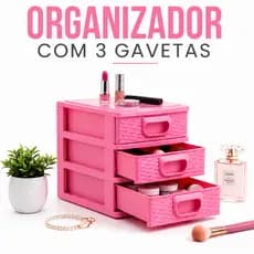 Gaveteiro Organizador de Mesa 3 Gavetas  Porta Joias, Costura, Escritório e Acessórios