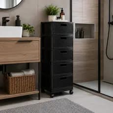 Gaveteiro Grande Multifuncional com 5 Gavetas Rattan para Organização