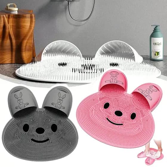Tapete Esponja de Banho Esfregador de Pés Cerdas Macias Silicone Antiderrapante