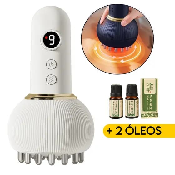 Massageador Elétrico 9 Níveis Vibração Aquecimento Luz Vermelha Recarregável USB