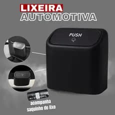 Lixeira para Carro Automotiva Discreta com Tampa Suspensa Resistente para Porta ou Banco Traseiro