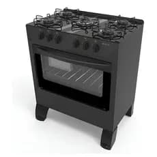 Fogão De Piso com Forno Automático Braslar 5 Bocas Carina  Preto Mesa Inox