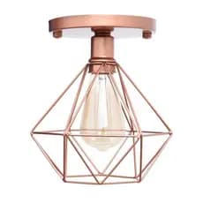 Lustre De Teto Industrial Plafon Retrô Aramado Diamante