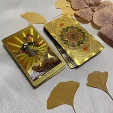 12 × 7cm À Prova D'água Deck De Tarô Oráculo Dourado Dobrável De Alta Qualidade Com Guia Inglês Padrão Waite 78 Cards