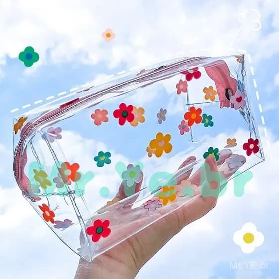 MR.YE Grande Estojo De Lápis Transparente À Prova D'água Saco De Papelaria Em PVC Para Estudantes Maquiagem Kawaii Viage