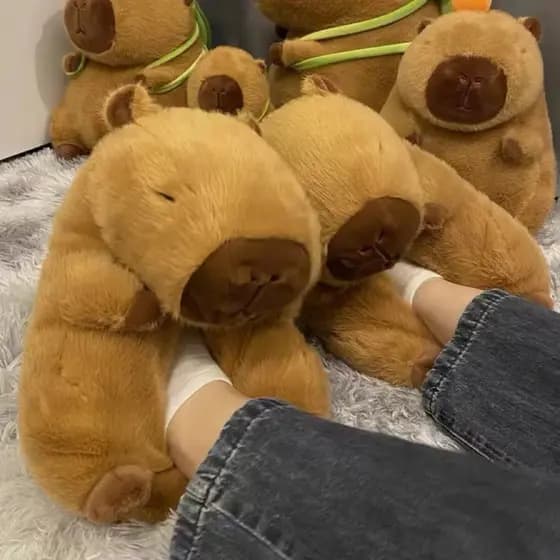 Chinelos de Capivara de Pelúcia Femininos Aixixixixixini, Lindos e Confortáveis com Animais de Pelúcia