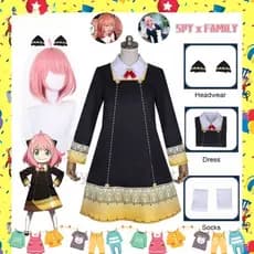 Mr.YE 2024 SPY × FAMILY Cosplay Fantasias Vestir Anya Forger Vestido De Mulher & Roupa De Menina E Cabeça Halloween Estoque Pronto Para Festa Princesa