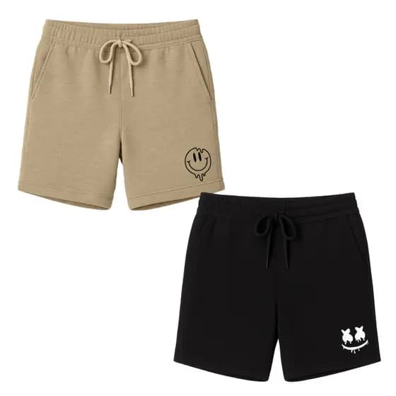 Kit 2 Shorts Moletinho Infantil Smile Com Bolsos Laterais Elástico E Cordão