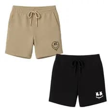 Kit 2 Shorts Moletinho Infantil Smile Com Bolsos Laterais Elástico E Cordão