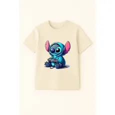Camiseta Infantil Stitch Video Game Menino Masculino 100% Algodão