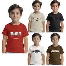 Kit 5 Camisetas Infantil Masculina Milano Paris Brooklyn Cidades Várias Cores