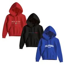 Kit 3 Moletom Infantil Canguru Com Capuz Milano Paris California Inverno Casual