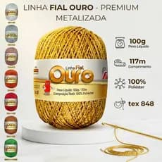 Linha Ouro Fial 117m/100g - 8 Cores Vivas Disponivel , Crochê, Tricô, Artesanato Dourado