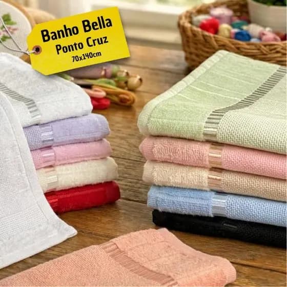 Kit 3/6/9 Toalhas Banho Dohler Bella 70x140 Etamine P/ Bordar Ponto Cruz