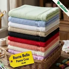 Toalha de Rosto P/ Bordar Ponto Cruz Dohler Bella 50x80 cm 1/2/3 Unidades 400 g/m²