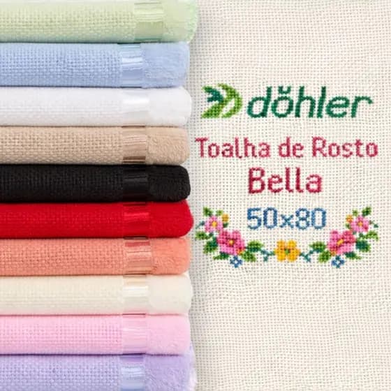 Kit 3 Toalhas de Rosto Bella Dohler 50x80 Etamine P/ Bordar Ponto Cruz