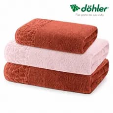 Jogo de Toalhas Dohler Confort 2 Banho 1 Rosto 500g/m² 100% Algodão