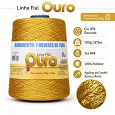Linha Ouro Fial  819m/700g - Dourado , Crochê, Tricô, Artesanato LANÇAMENTO