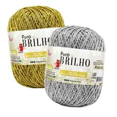 Linha Puro Brilho 100m/55g -  Dourado/Prata, Crochê, Tricô, Artesanato - FIAL