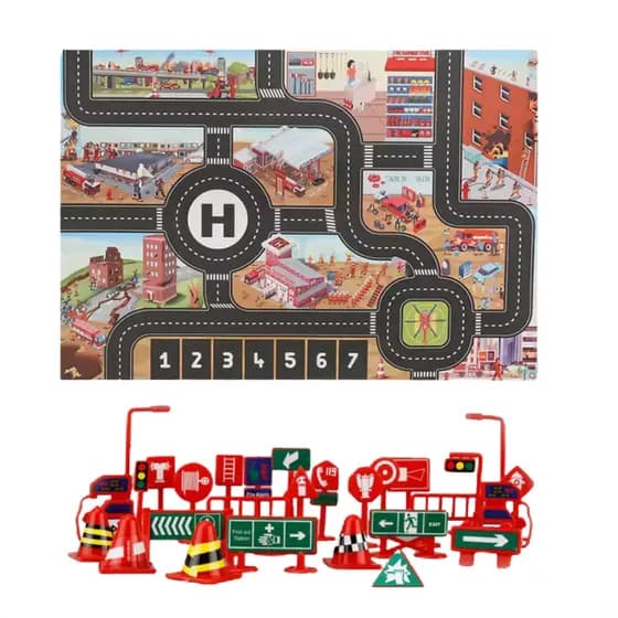 Tapete Para Carrinho De Bombeiros Infantil Brincar Menino