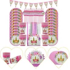 Kit Festa Unicórnio Sereia Pratos Copos Forminhas Guardanapos Luxo