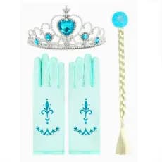 Kit Frozen Elsa Acessórios Varinha Luvas Coroa Colar Cristal