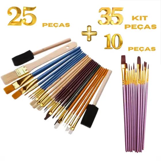 35 Pinceis Para Pintura Tela Aquarela Óleo Acrílica Presente