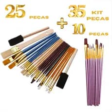 35 Pinceis Para Pintura Tela Aquarela Óleo Acrílica Presente