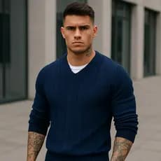Suéter gola V blusa de lã moletom frio masculino homem