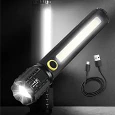 Lanterna Tática Super Potente Led Ultra Iluminação Zoom e Recarregável USB A Prova de Água