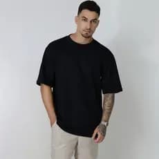 Camiseta Masculina Oversized Streetwear Gola Alta 100% Algodão Básica Casual