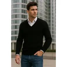 Sueter gola V social terno blusa frio moletom casaco masculino