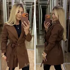 Sobretudo Feminino Em La Batida Com Cinto Removível Elegante Casaco Inverno Moda De Qualidade