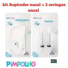 kit higiênico infantil lavagem nasal bebe aspirador nasal e 2 seringas lavagem nasal - Pimpolho