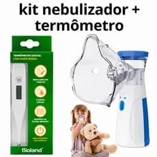 kit nebulizador portátil  inalador silencioso + termômetro digital bioland