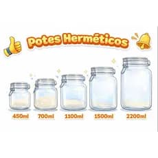 POTE DE VIDRO PREMIUM HERMÉTICO COM TRAVA DE METAL INOX KIT OU AVULSO VEDADA ORGANIZADORES ALIMENTOS