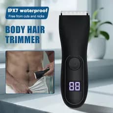 Aparador De Pêlos Corporais Masculino, Depilador Recarregável, Display LCD, Barbeador Masculino À Prova D'água