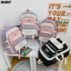 Mochila Unissex Nova Color-block Mochila Repelente De Água De Grande Capacidade Adequada Para Mochila Escolar De Viagem