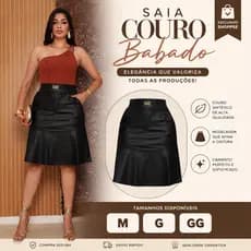 SAIA FEMININA MIDI COM BOLSO EM COURINO PREMIUM COM BABADOS MODA ENVAGELICA