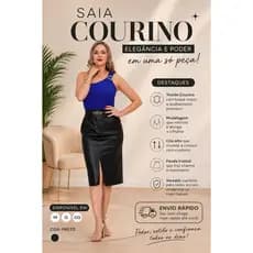 SAIA MIDI SECRETARIA DE COURO TENDENCIA FEMININA COM BOLSO Y FENDA NA FRENTE ZIPER NA COSTA VERSATIL