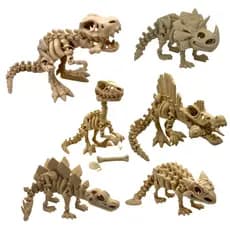 Kit 6 Dinos Esqueleto Articulado T-rex Espinossauro Velocirap Triceratops Estegossauro Anquilossauro