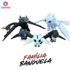 Boneco Como Treinar Seu Dragão Banguela, Fúria da Luz e filhotes Articulados  3D - Filme